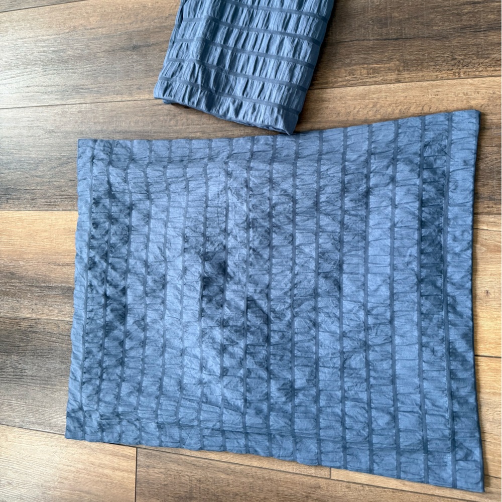 Blue standard Pillow Cases set of 2 textured & striped love cabin new mail order